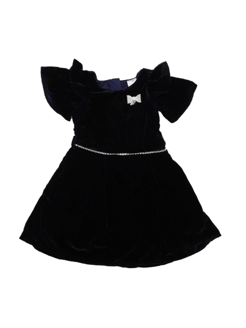 

Doodle Girls Navy Blue Solid Fit and Flare Dress
