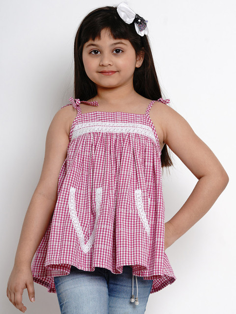 

Bitiya by Bhama Girls Pink Checked A-Line Top