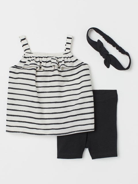 

H&M Girls Black & Off-White 3-Piece Cotton Set
