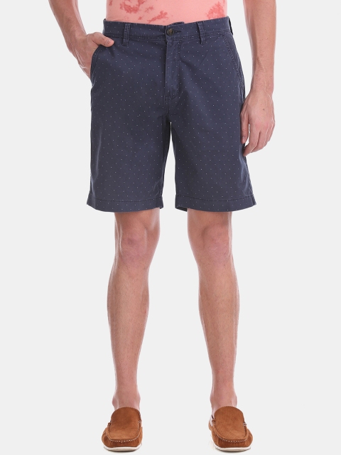

Aeropostale Men Navy Blue Polka Dots Print Regular Fit Regular Shorts