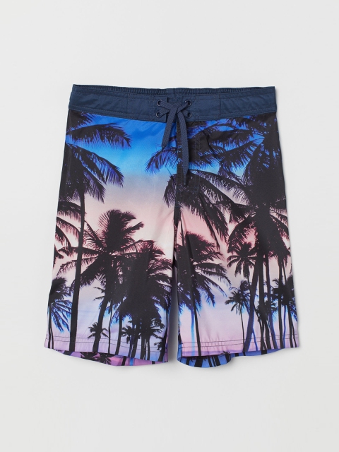 

H&M Boys Blue & Black Printed Swim Shorts