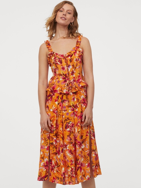 

H&M Women Orange & Red Floral Printed Bell-Shaped Skirt