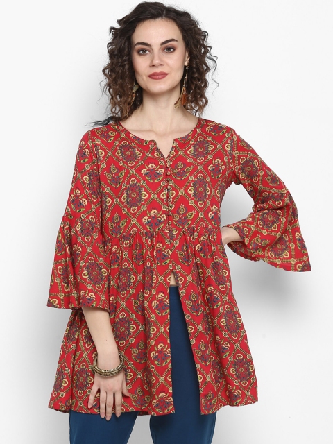 

Janasya Women Red Printed Top