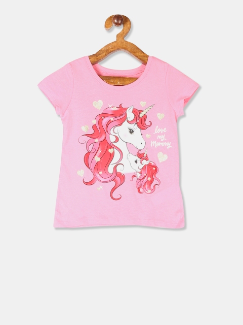 

The Childrens Place Girls Pink Printed Round Neck T-shirt