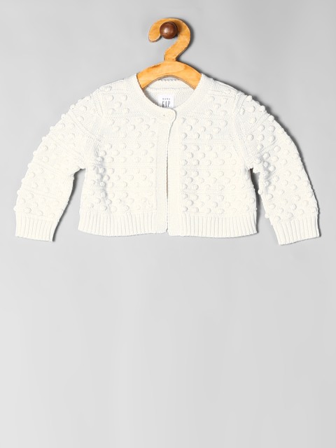 

GAP Boys White Solid Bobble Cardigan Sweater
