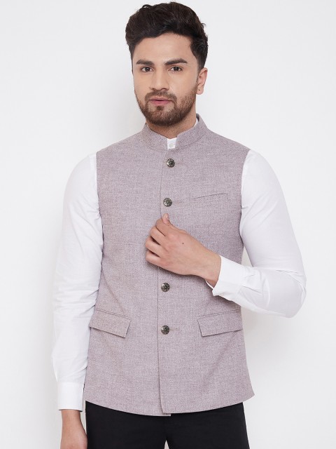 

Spirit Men Lavender Solid Nehru Jacket