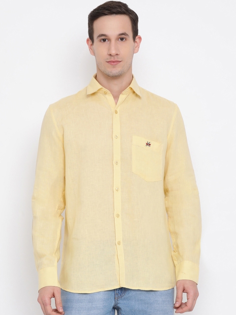 

Crimsoune Club Men Yellow Smart Slim Fit Solid Casual Shirt