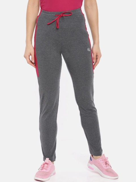 

Macrowoman W-Series Women Charcoal Grey & Red Solid Slim Fit Track Pants