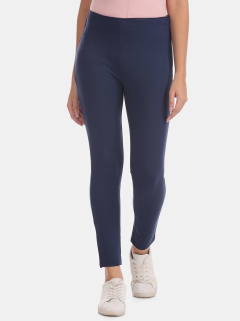 

U.S. Polo Assn. Women Blue Skinny Fit Solid Regular Trousers
