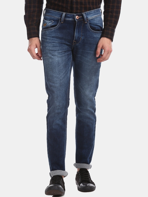 

Flying Machine Men Navy Blue Tapered Fit Mid-Rise Clean Look Stretchable Jeans