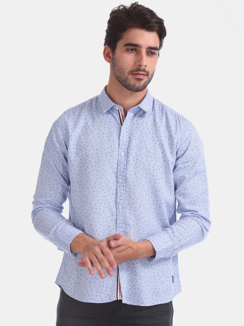 

Flying Machine Men Blue Regular Fit Printed Casual Shirt