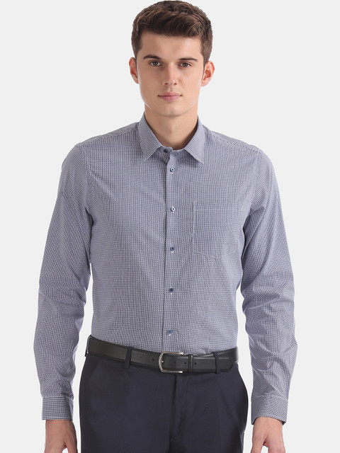 

Arrow Men Blue & White Slim Fit Checked Formal Shirt