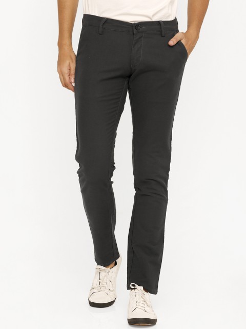 

Rex Straut Jeans Men Charcoal Grey Smart Slim Fit Solid Regular Trousers