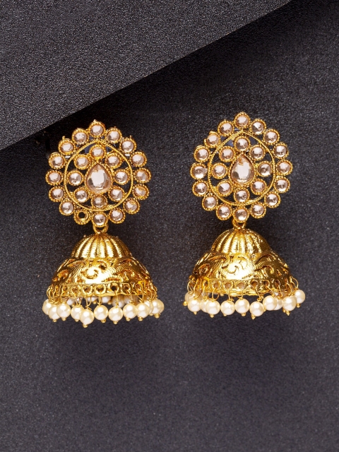 Shining Diva Gold Classic Kundan Jhumkas