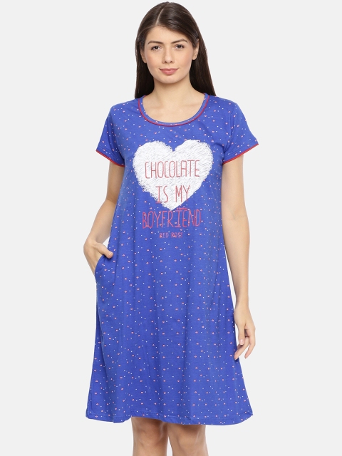 

Red Rose Blue & White Printed Nightdress