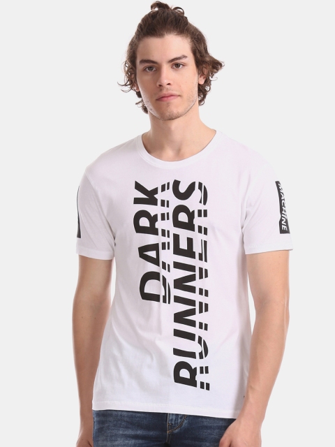

Flying Machine Men White Printed Round Neck T-shirt