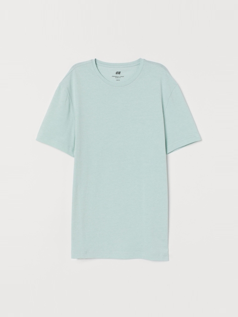 

H&M Men Green Round-Necked T-shirt Slim Fit