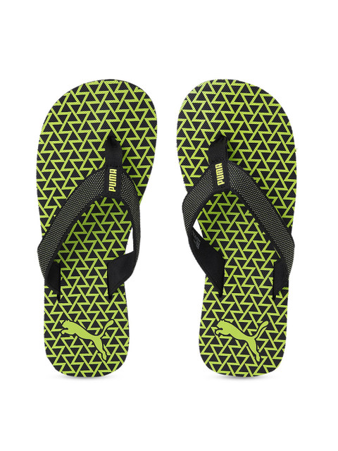 

Puma Unisex Black & Lime Green Printed Thong Flip-Flops