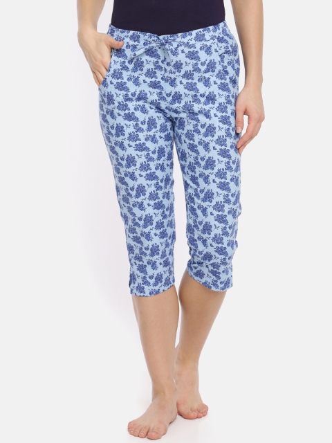 

Macrowoman W-Series Women Blue Printed Active Lounge Capris