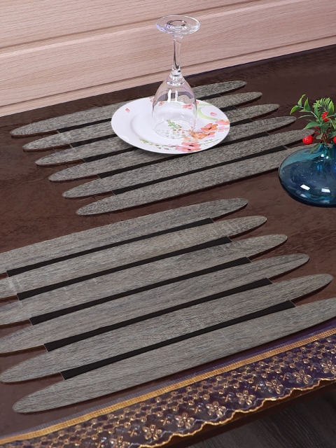 

eyda Set Of 6 Grey Solid Wooden Foldable Table Placemats