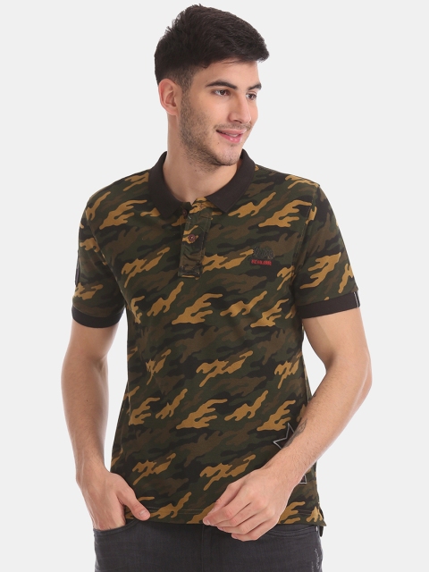 

Flying Machine Men Green Printed Polo Collar T-shirt