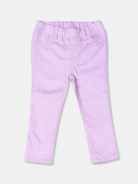 

GAP Girls Purple Solid Glitter Skinny Fit Jeggings