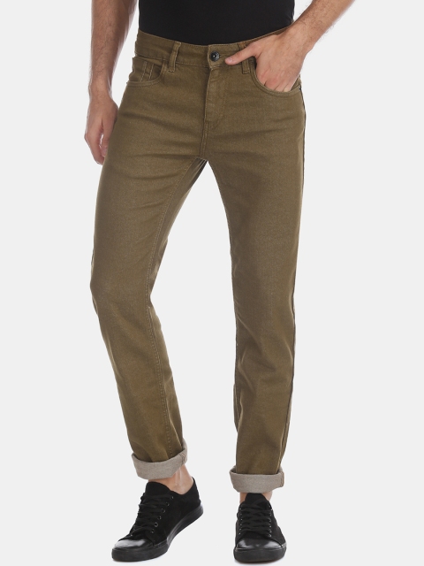 

Flying Machine Men Brown Tapered Fit Mid-Rise Clean Look Jeans