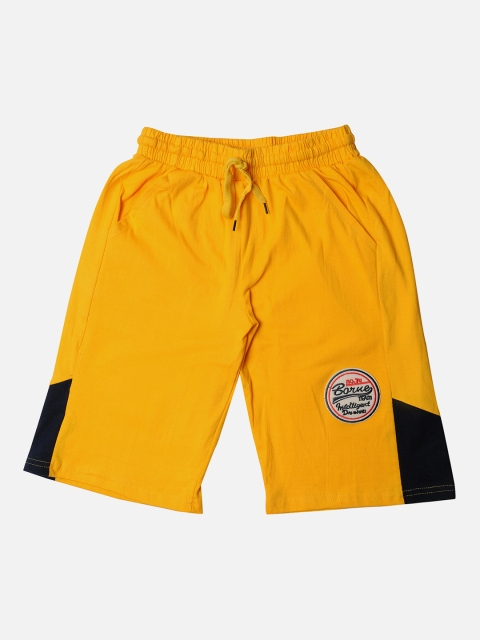 

TINY HUG Boys Yellow Solid Regular Fit Regular Shorts