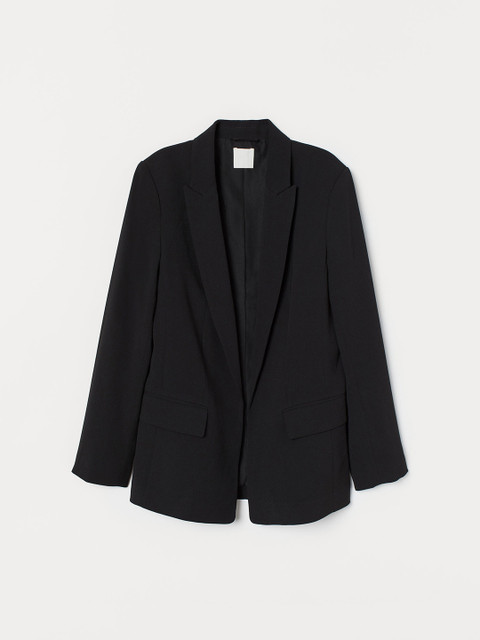 

H&M Women Black Solid Long Jacket