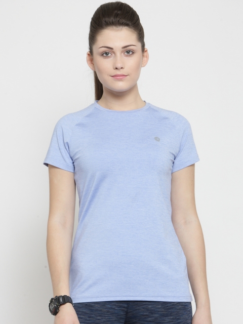 

BUKKUM Women Blue Solid Round Neck T-shirt