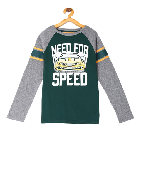 

The Childrens Place Boys Green & White Printed Round Neck T-shirt