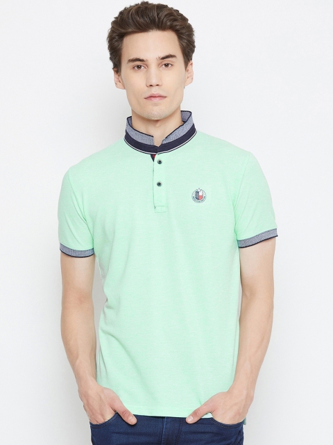 

Duke Men Sea Green Solid Polo Collar T-shirt