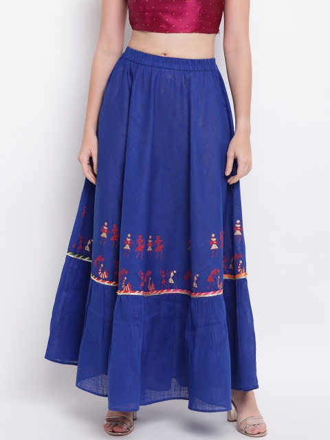Shakumbhari Women Blue Solid A-Line Maxi Skirt