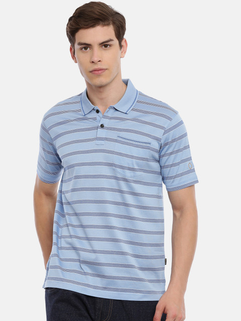 

Proline Active Men Blue Striped Polo Collar T-shirt