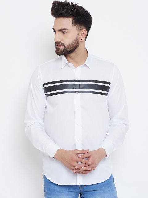 

The Dry State Men White Comfort Regular Fit Striped Casual Shirt