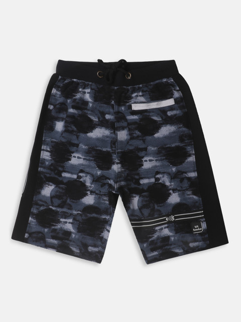 

Lil Tomatoes Boys Black & Navy Blue Printed Regular Shorts with Face Mask