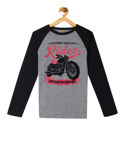 

The Childrens Place Boys Grey & Black Colourblocked Round Neck T-shirt