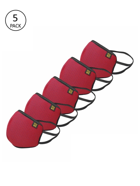 

EUME Unisex 5 Pcs Black 4-Ply Protect+ 95 Reusable Outdoor Masks, Red