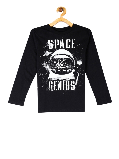 

The Childrens Place Boys Black Printed Round Neck Pure Cotton T-shirt
