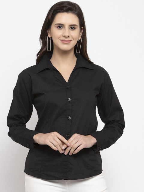

VOXATI Women Black Slim Fit Solid Formal Shirt