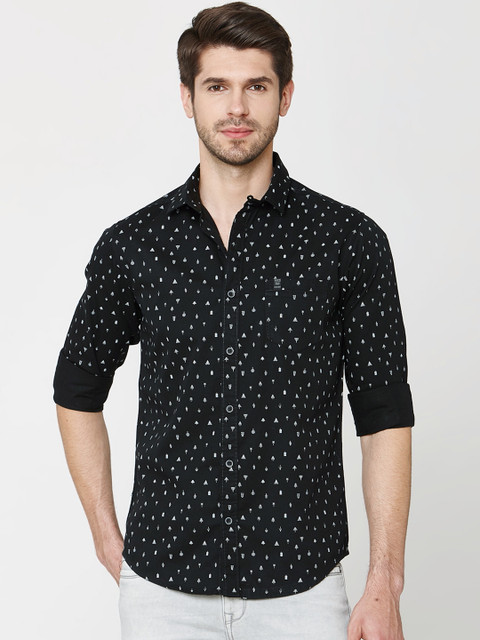 

Mufti Men Black Slim Fit Printed Casual Shirt