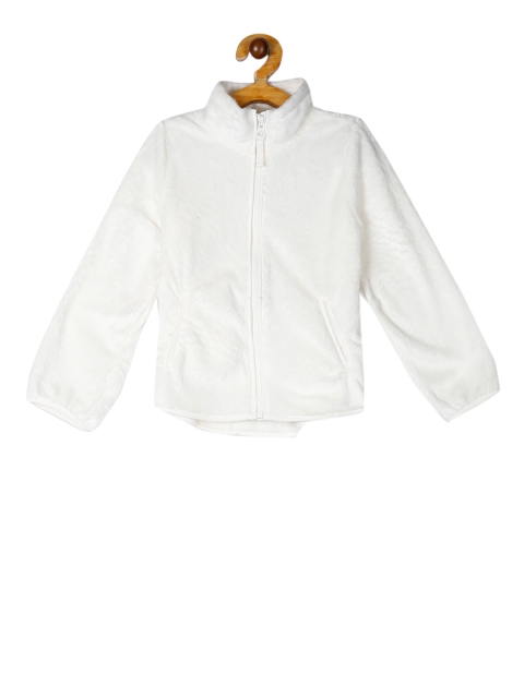 

The Childrens Place Girls White Solid Bomber Jacket