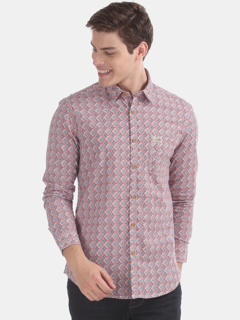 

U.S. Polo Assn. Men Red & Navy Blue Regular Fit Printed Casual Shirt