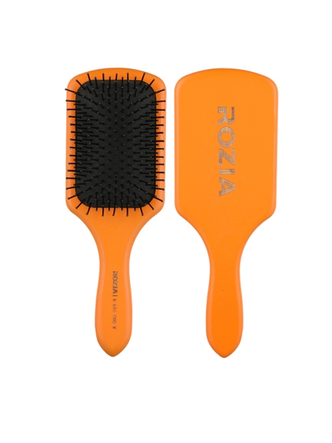 Rozia Orange Large Square Paddle Detangler Hair Brush With Soft Bristles