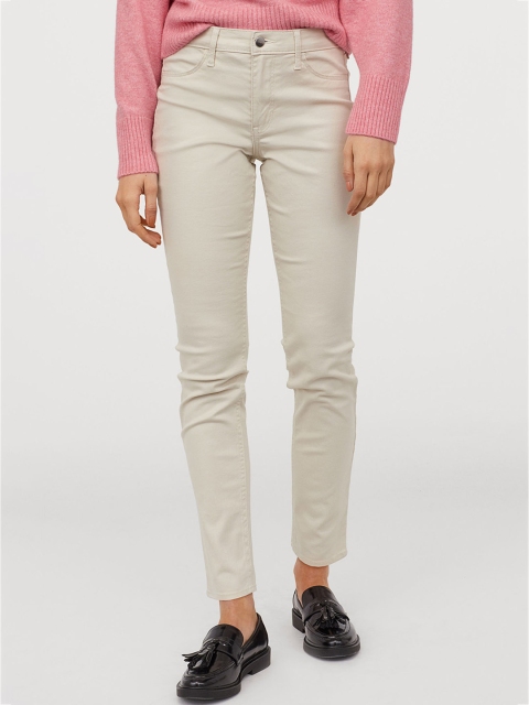 

H&M Women Beige Skinny Regular Ankle Jeans