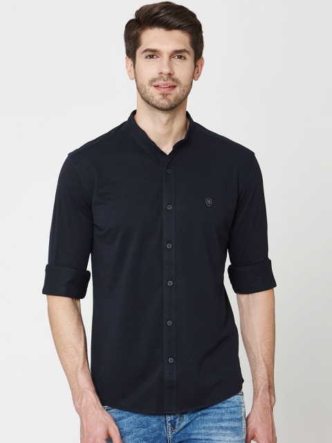 

Mufti Men Navy Blue Slim Fit Solid Casual Shirt