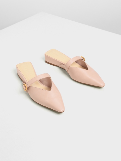 

CHARLES & KEITH Women Peach-Coloured Solid Wedges
