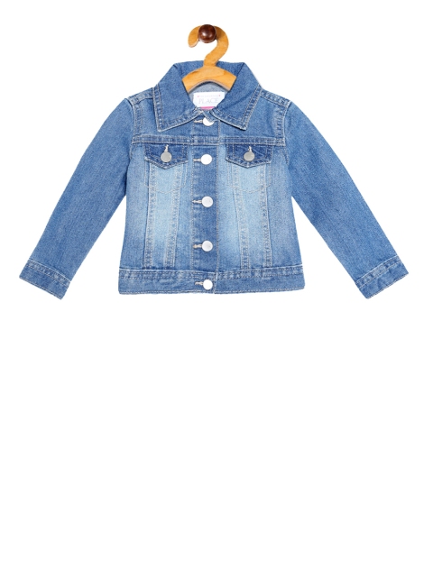 The Childrens Place Girls Blue Solid Denim Jacket