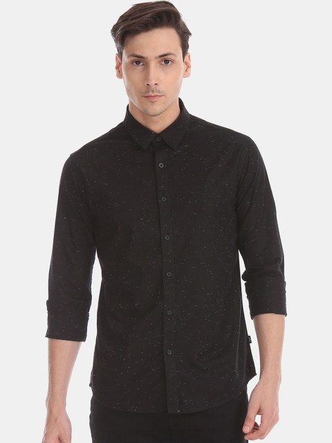 

Flying Machine Men Black Slim Fit Solid Casual Shirt