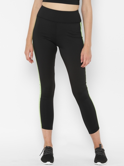 

People Women Black Solid Ankle Length Leggings